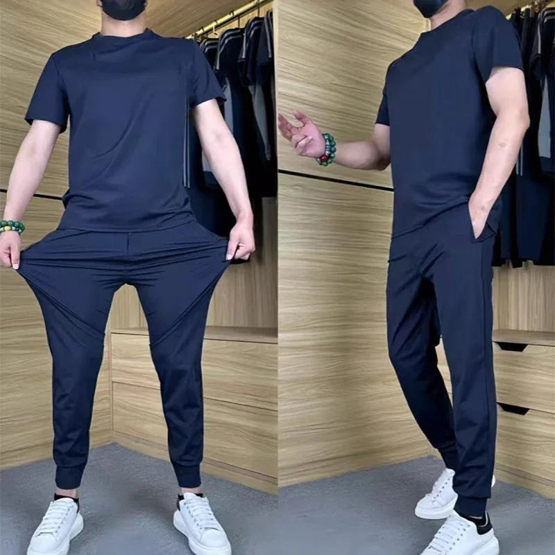 ⏰🔥LIMITED TIME 50% OFF!🔥50K+ SOLD!Men's Casual Ice Silk Stretch Sports Suit✨