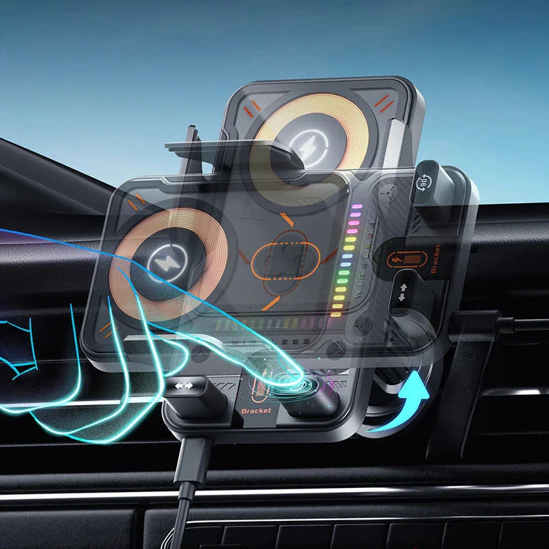 🚗 50% OFF NOW! 📱 2-in-1 Car Phone Holder & Wireless Charger – 360° Rotation, Strong Grip & Fast Charging 🔋