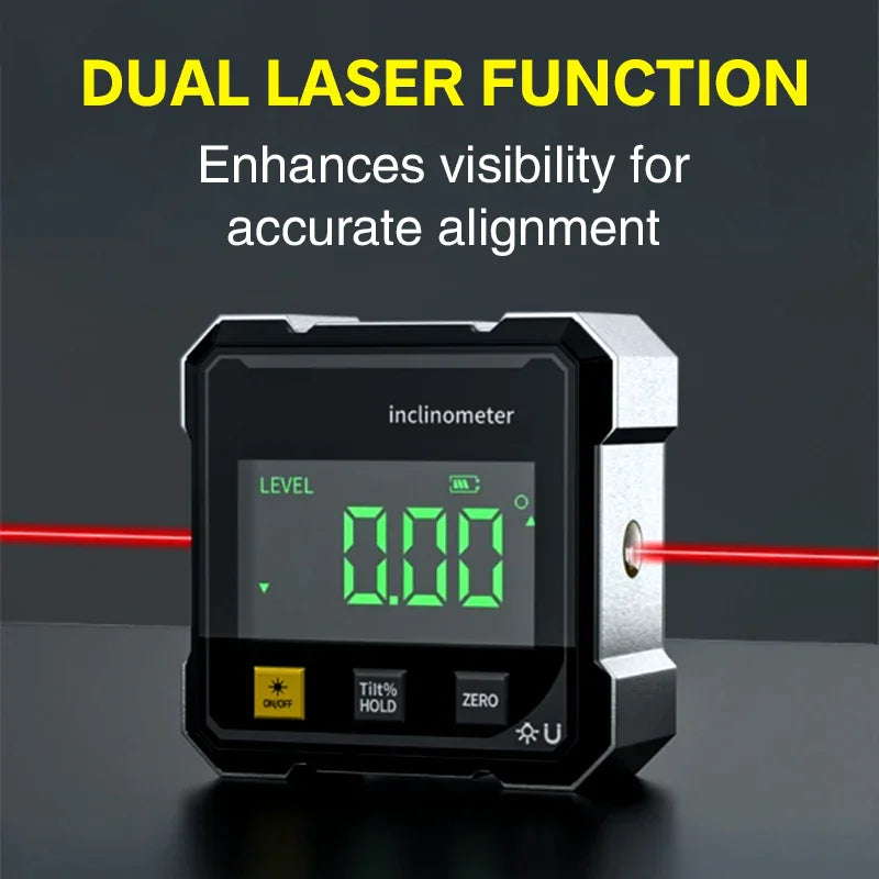 📐4-Side Magnetic Digital Angle Gauge with Laser