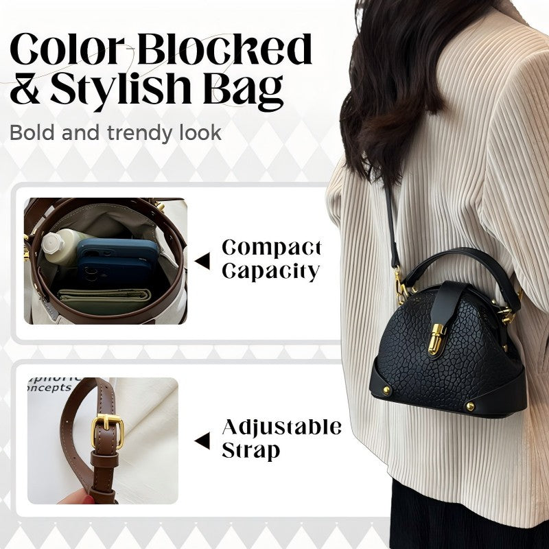 👜 LIMITED-TIME 50% OFF! ✨ Color-Blocked Bag – Stylish, Metal Hardware, Multi-Way 🧳