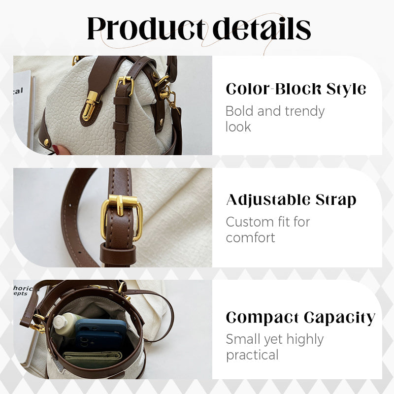 👜 LIMITED-TIME 50% OFF! ✨ Color-Blocked Bag – Stylish, Metal Hardware, Multi-Way 🧳
