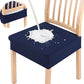 Waterproof navy blue chair cover on wooden chair with liquid spill, homeware protection by clarioy