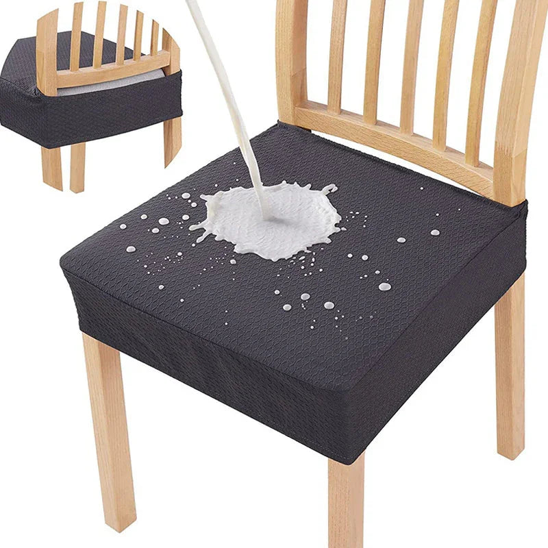 Waterproof black chair cover on wooden chair repels spilled liquid, homeware from clarioy