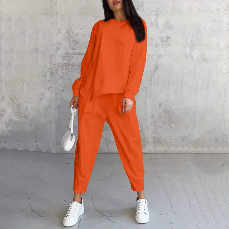 🥳2026 HOT SALE💞50K+ SOLD!✨Women Long-Sleeve Irregular Hem Sweatshirts & Pants Set