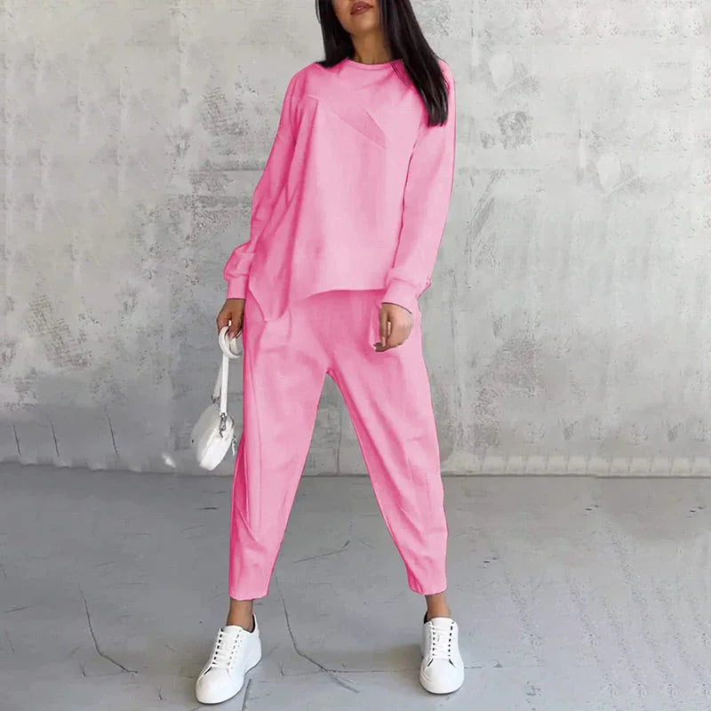 🥳2026 HOT SALE💞50K+ SOLD!✨Women Long-Sleeve Irregular Hem Sweatshirts & Pants Set