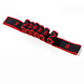 Black and red numbered exercise resistance band, ideal for fitness and stretching routines.