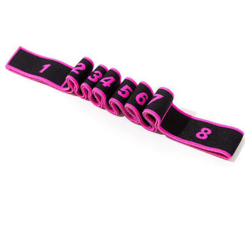 Black and pink numbered resistance stretch band for home fitness, available at clarioy