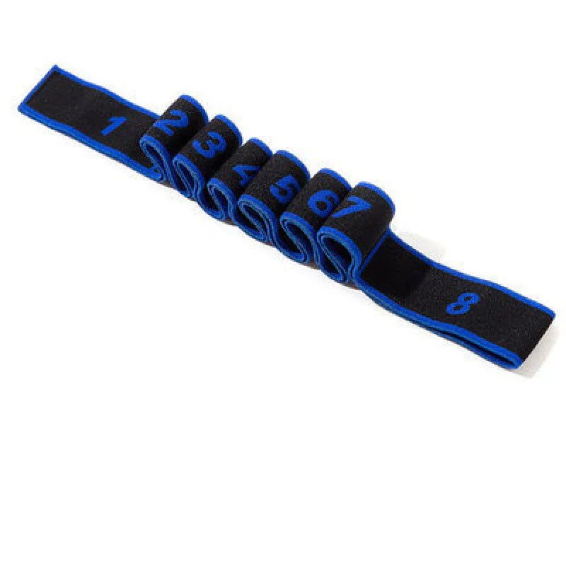 Black and blue numbered stretch band for home workouts, fitness accessory from clarioy