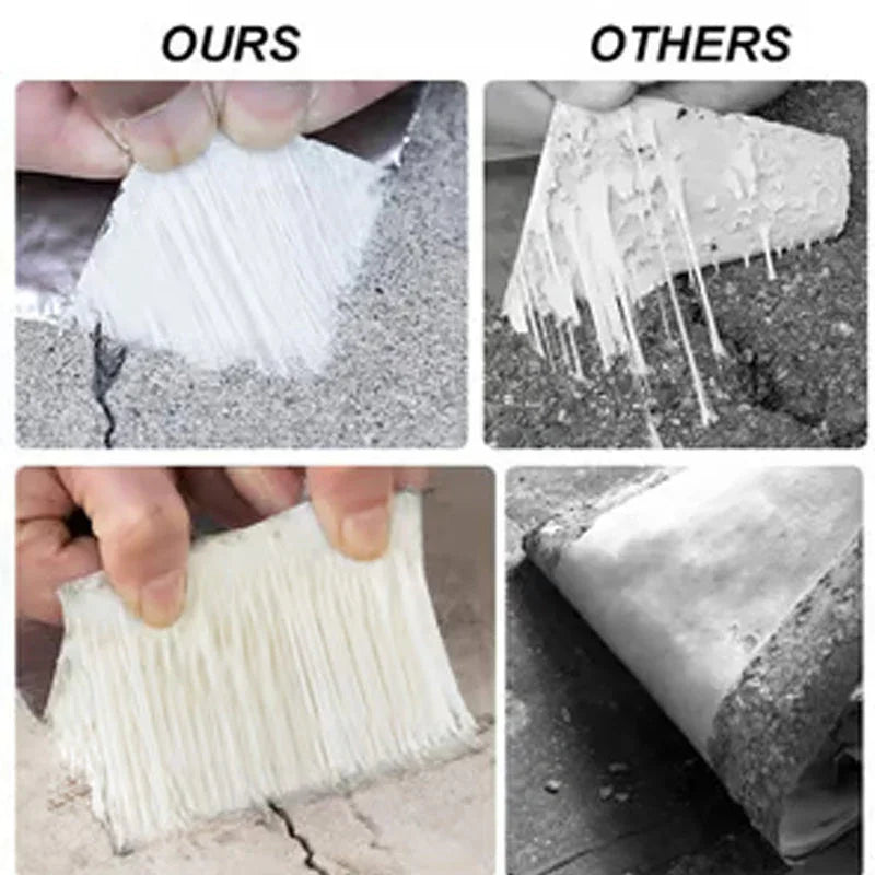 Comparison of crack repair tape effectiveness on concrete, featuring clarioy premium auto tool versus others.