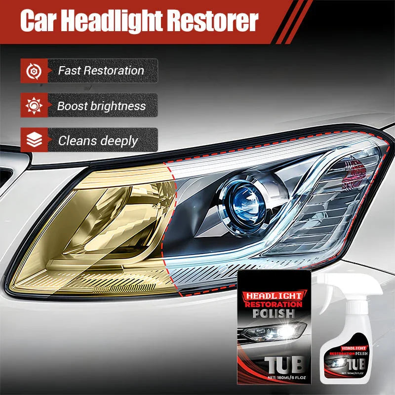Clarioy car headlight restorer for fast restoration, boosting brightness, deep cleaning auto headlights.