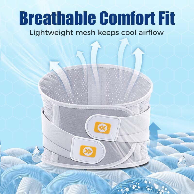 Breathable mesh back support belt with adjustable straps, comfort fit design for pain relief