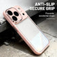 Pink anti-slip iPhone case with secure grip displayed on concrete, premium clarioy electronics accessory
