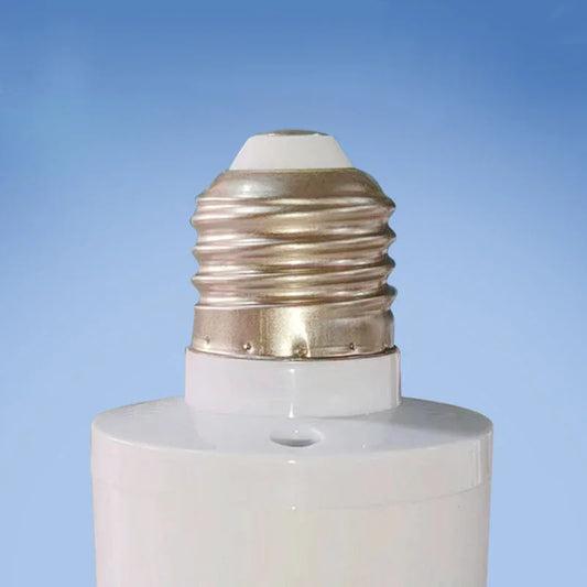 Close-up of a light bulb socket adapter against blue background, clarioy home electronics accessory