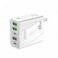 White 65W USB wall charger with multiple ports, fast charging adapter from clarioy electronics