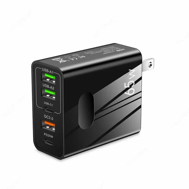 clarioy premium 65W USB wall charger with multiple USB ports, fast charging adapter