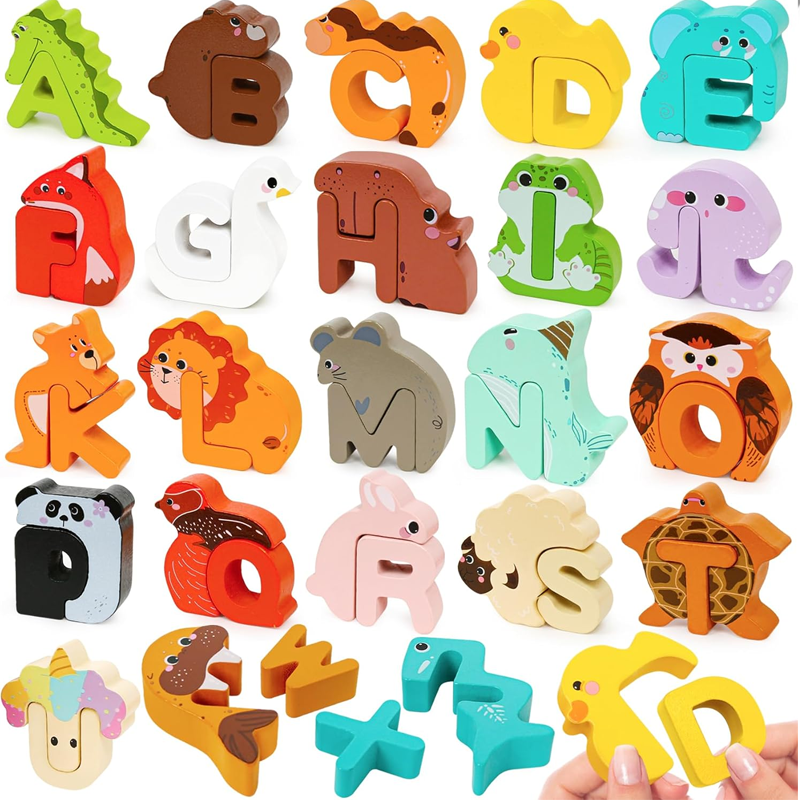 🎁 Save 50%! 🧩 Wooden Letter & Animal Toy – 26‑piece, educational & fun ✨