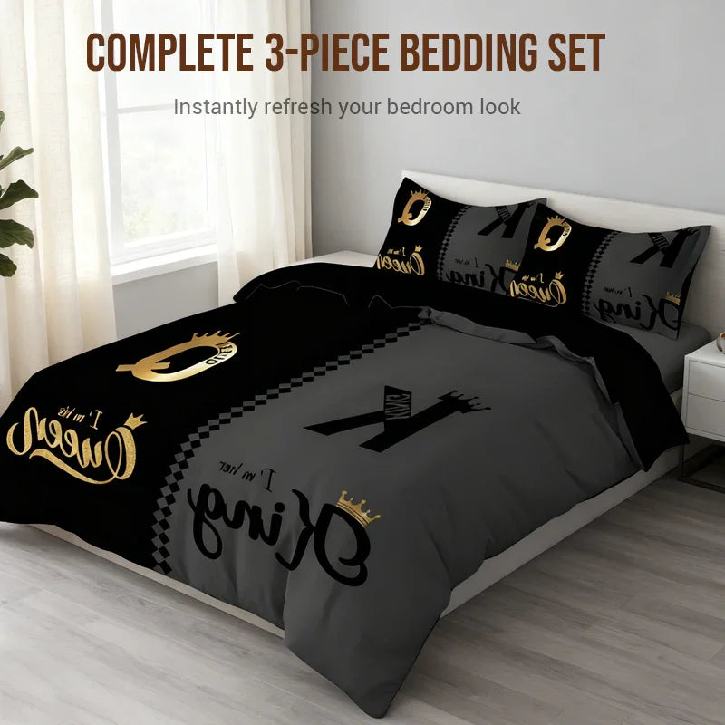 👑 50% OFF NOW! 🛏️ King & Queen Duvor Cover Set – 3-Piece Luxury, Soft Brushed Fabric & Easy Care 🏰✨