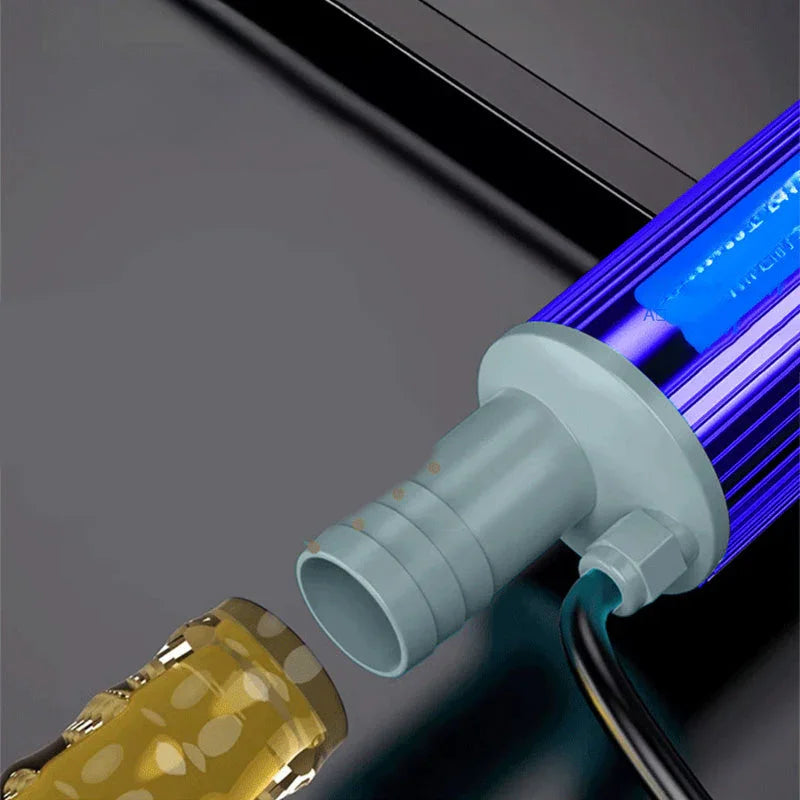 Close-up of clarioy premium auto tool connector with blue housing and cable, on a modern background