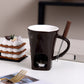 ✨🍴Ceramic Chocolate Fondue Mug, Candle Heated Mini Cheese Fondue Pot with Fork, Portable Glazed Ceramic Melting Cup for Date Night, Family Party Dessert
