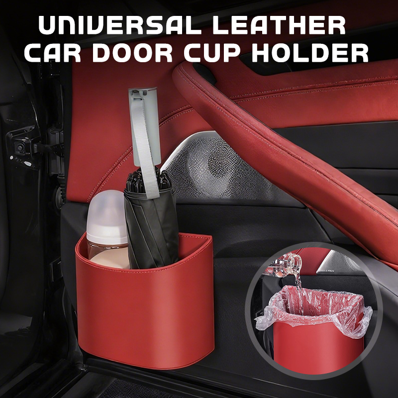 🥳2026 HOT SALE🥳💞50K+ SOLD!🚗🧺 45% OFF! Leather Car Door Cup Holder – Wide‑mouth opening, easy reach for drinks & phone. Clip‑on secure fit. PU leather, tough & stylish. 🛡️✨