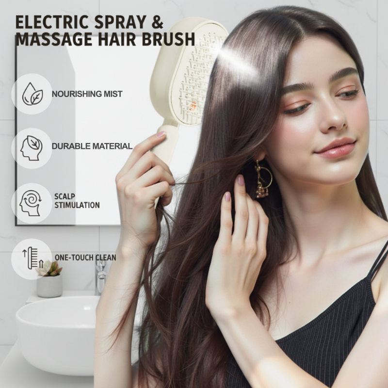 📢📢56 %  OFF💆 ✨ 3-in-1 Electric Spray & Massage Hair Brush