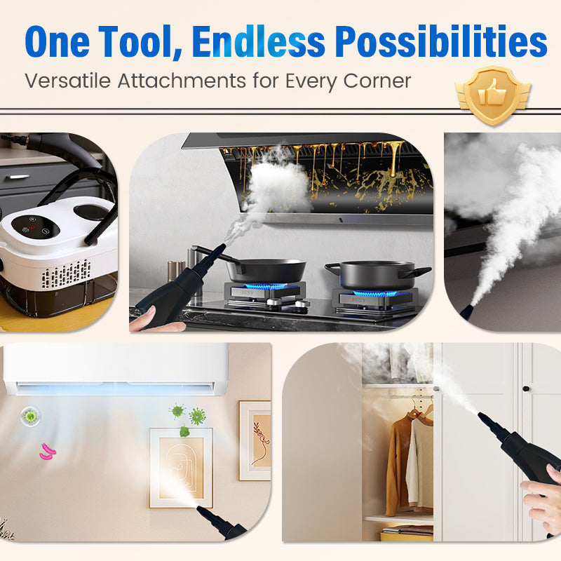🥳2026 HOT SALE🥳💞50K+ SOLD!📢⏰ 50% OFF! High‑Temp Steam Cleaner – 105°C steam, 15s heat‑up. Kills 99.9% germs, no chemicals. 6 levels, large 1100ml tank. Multi‑surface magic! 🔥✨
