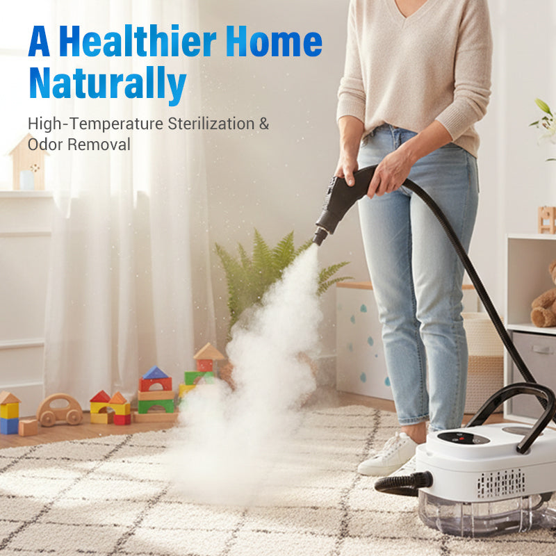 🥳2026 HOT SALE🥳💞50K+ SOLD!📢⏰ 50% OFF! High‑Temp Steam Cleaner – 105°C steam, 15s heat‑up. Kills 99.9% germs, no chemicals. 6 levels, large 1100ml tank. Multi‑surface magic! 🔥✨
