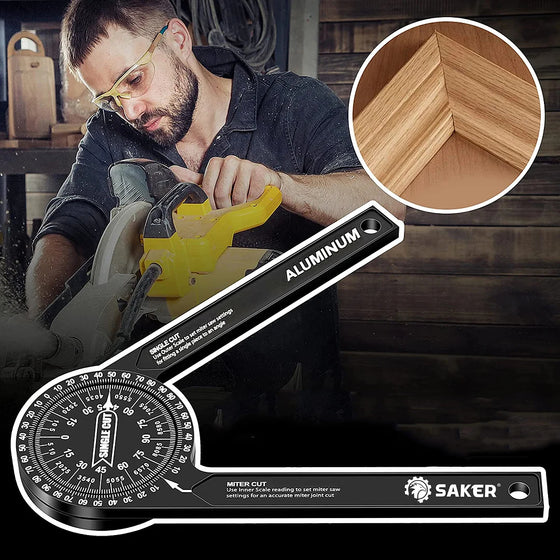 ⏳🔥LIMITED-TIME 50% OFF! ⏰📏 Precision Aluminum Protractor‑Miter Saw Angle Finder Gauge, 360 Degree Angle Measuring Tool, Anodized Aluminum Protractor for Woodworking, Carpentry & DIY Cutting Projects