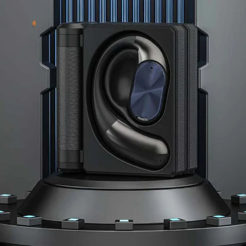 Clarioy premium wireless headset in sleek black charging case with modern design