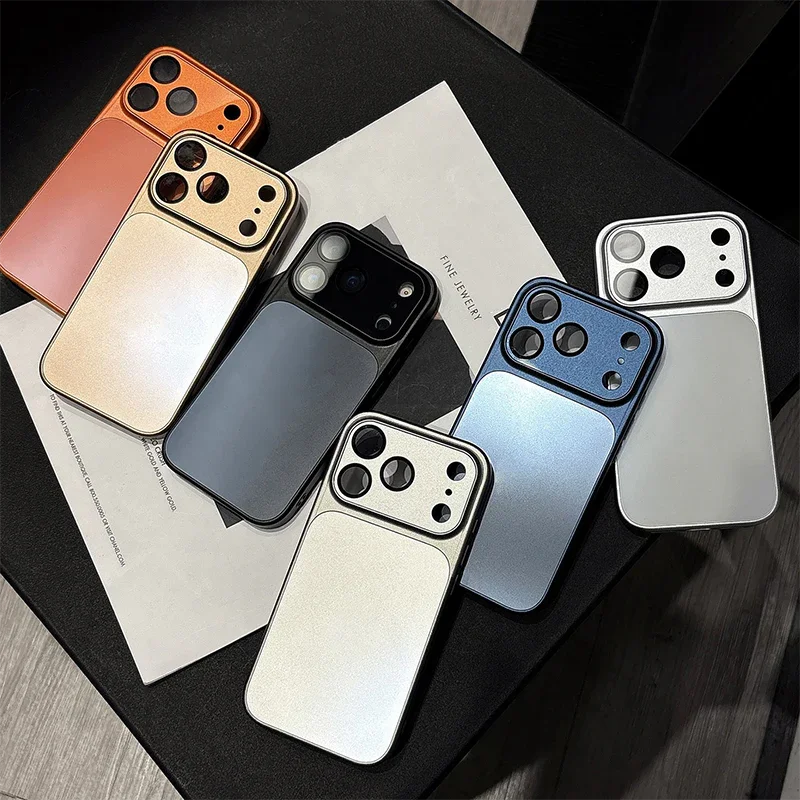 Assorted metallic iPhone cases on table, premium clarioy homeware and electronics accessory