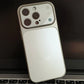 Silver iPhone with premium protective case from clarioy resting on a laptop keyboard