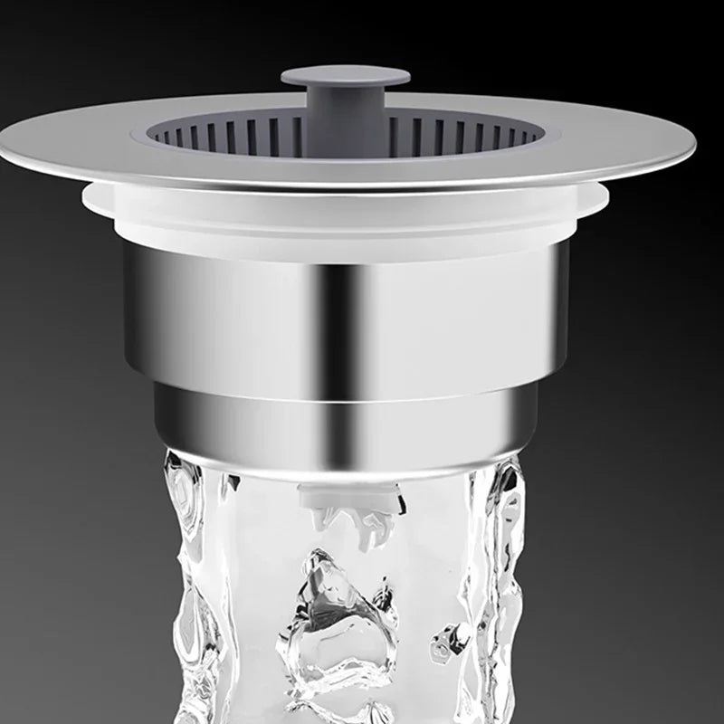 Stainless steel sink drain strainer with water flow, modern homeware by clarioy
