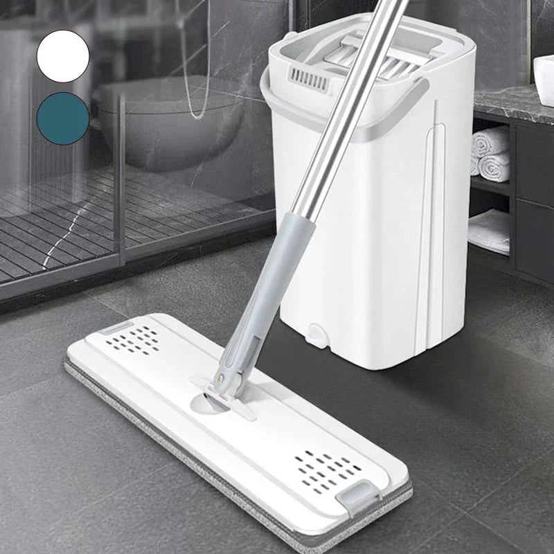 Premium flat mop with bucket set for bathroom tile cleaning, modern homeware by clarioy
