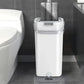 Slim white mop bucket with mop, 20cm wide, beside toilet in modern bathroom, clarioy homeware
