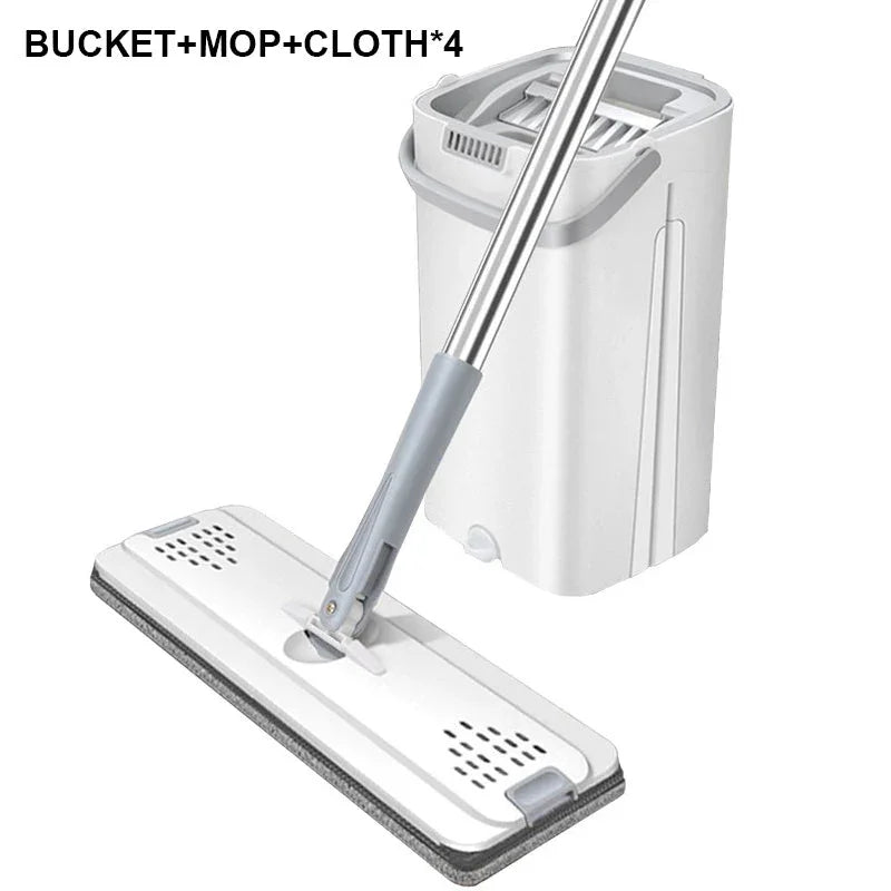 clarioy flat mop with bucket and four cleaning cloths, premium home cleaning tool set