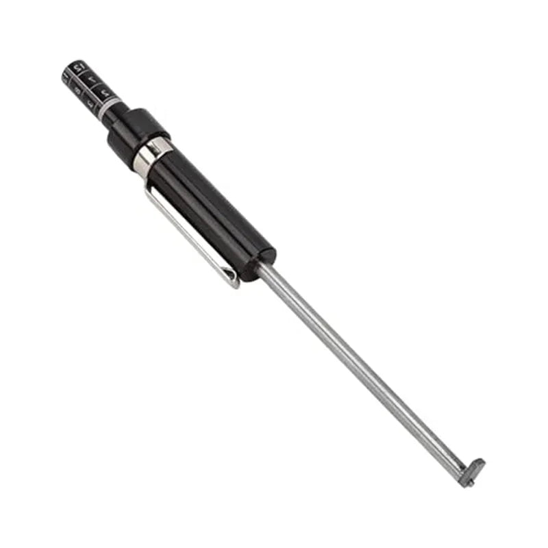 Tire tread depth gauge tool with black handle and metal measuring rod, auto accessories by clarioy