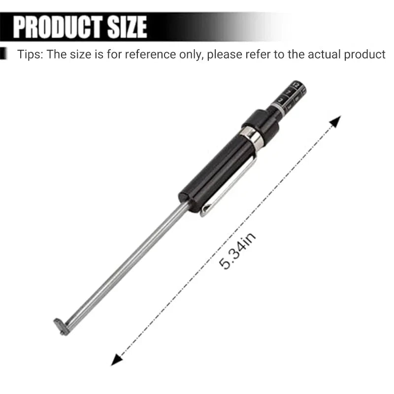 Clarioy precision auto tool with 5.34 inch metal shaft and black handle, product size display