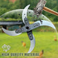 Heavy-duty steel four-blade garden tool with a sledgehammer and hexagonal shield, outdoors.