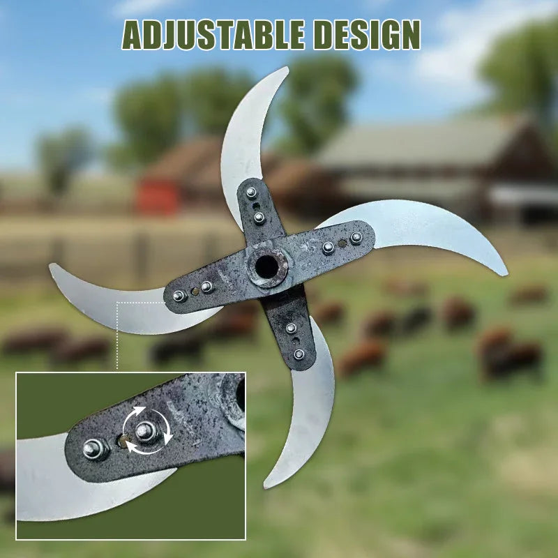 Adjustable metal blade tool with four curved arms for premium auto or garden use by clarioy