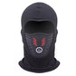 Black thermal balaclava face mask with red accents, premium winter headwear from clarioy