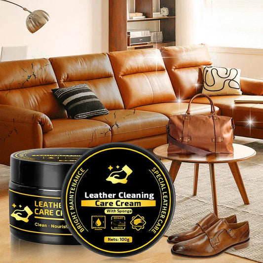 👞 BUY 2 GET 1 FREE! ✨ Leather Care & Cleaning Cream – Deep Cleans, Nourishes & Restores Shine, Includes Sponge 🧼