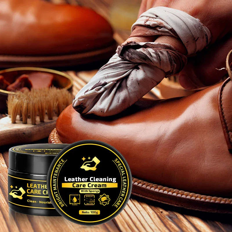 👞 BUY 2 GET 1 FREE! ✨ Leather Care & Cleaning Cream – Deep Cleans, Nourishes & Restores Shine, Includes Sponge 🧼