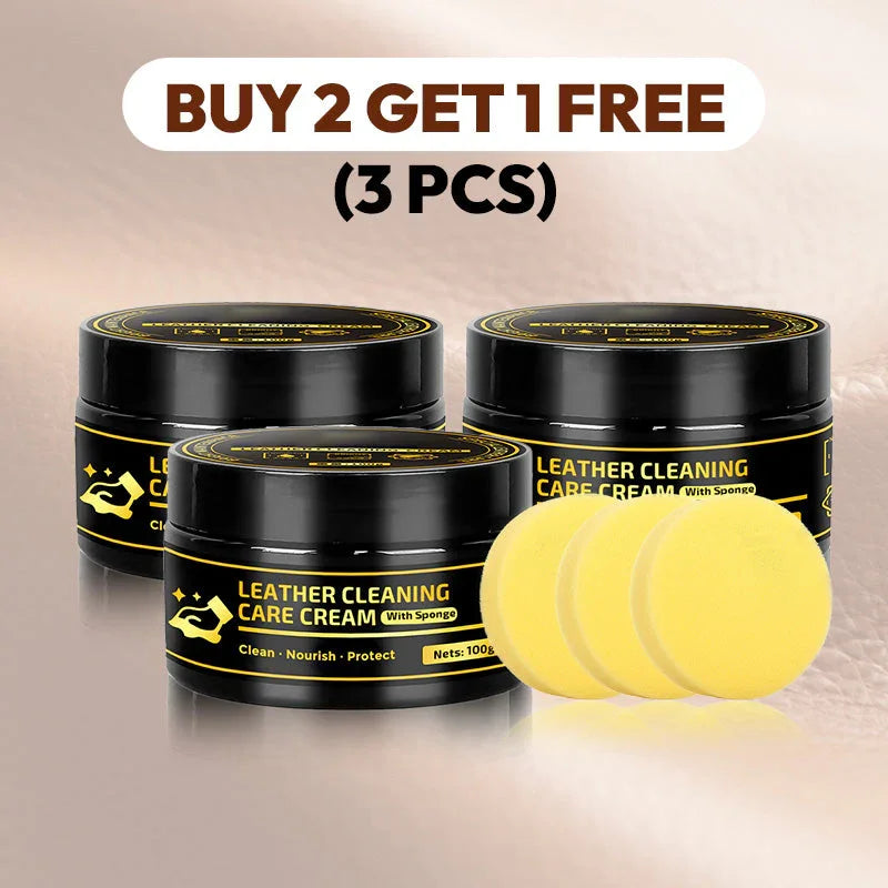 👞 BUY 2 GET 1 FREE! ✨ Leather Care & Cleaning Cream – Deep Cleans, Nourishes & Restores Shine, Includes Sponge 🧼