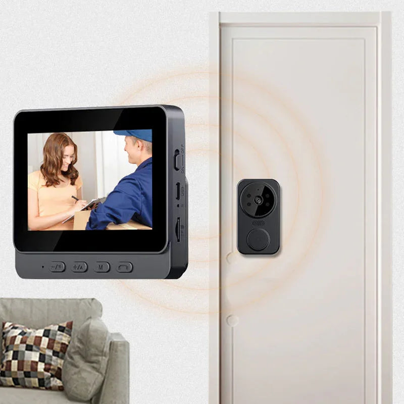 Wireless video doorbell camera system with indoor monitor, home security electronics by clarioy
