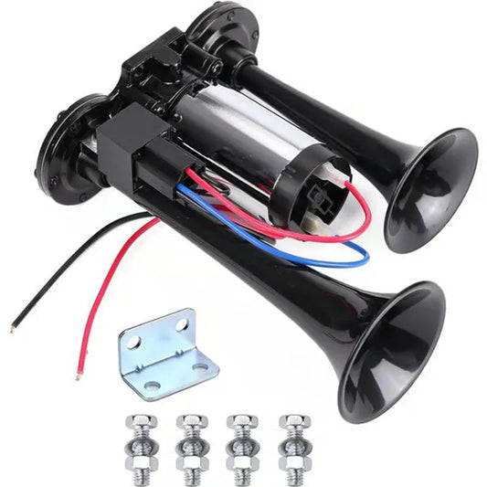 Dual trumpet car air horn kit with wires, mounting bracket, and bolts, auto accessories from clarioy