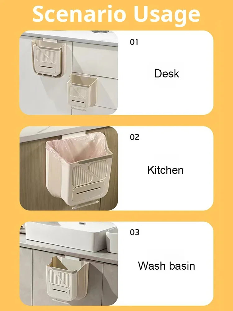 ⏳Time-Limited Special⏰Foldable Hanging Trash Can – Space Saving, Leak Proof & Easy to Clean🧼