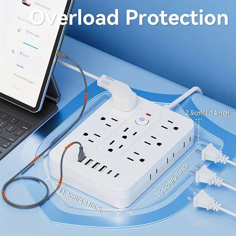 💎 50% OFF! 💎 20-in-1 Power Strip with Overload Protection – 14 AC + 4 USB + 2 Type-C, Wall-Mountable & Space-Saving 🔌⚡