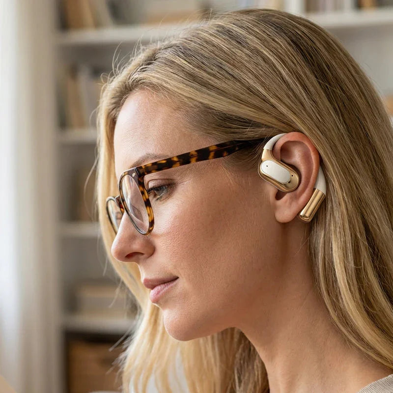 🎁 57% OFF! 🌀 Wireless Open-Ear Headphones – Air Conduction Tech, 72H Playtime & AI Noise-Canceling Calls 🎧✨