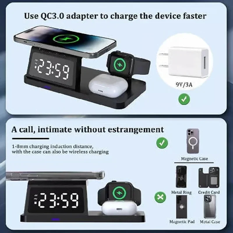 🥳2026 HOT SALE🥳7-in-1 Fast-Charging Wireless Charging Station With Clock