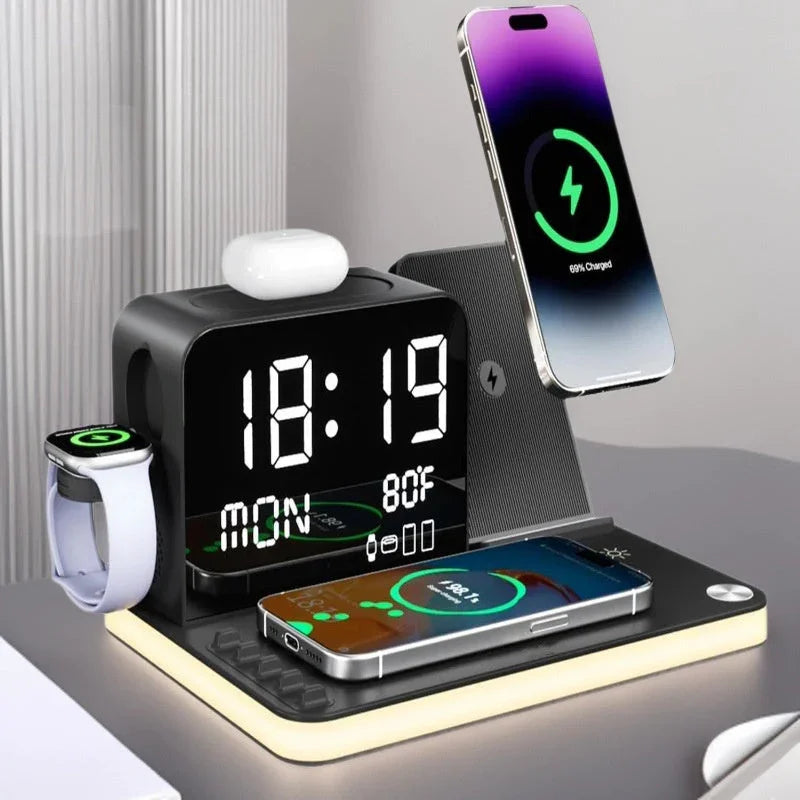 🥳2026 HOT SALE🥳7-in-1 Fast-Charging Wireless Charging Station With Clock
